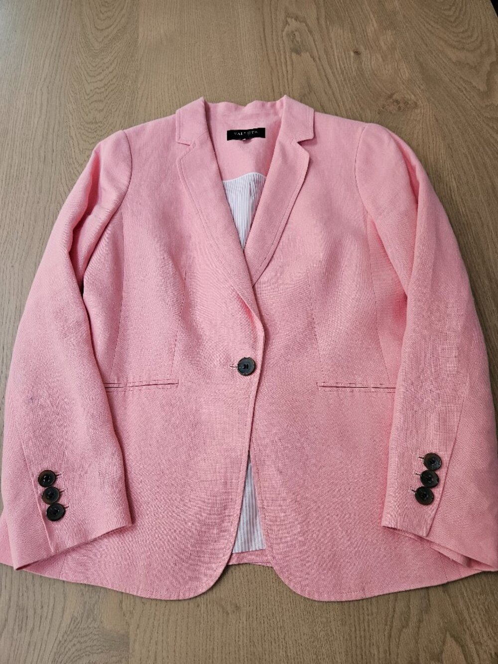 Talbots 6P Pink Linen Blazer Single Button Lined Summer Career Jacket